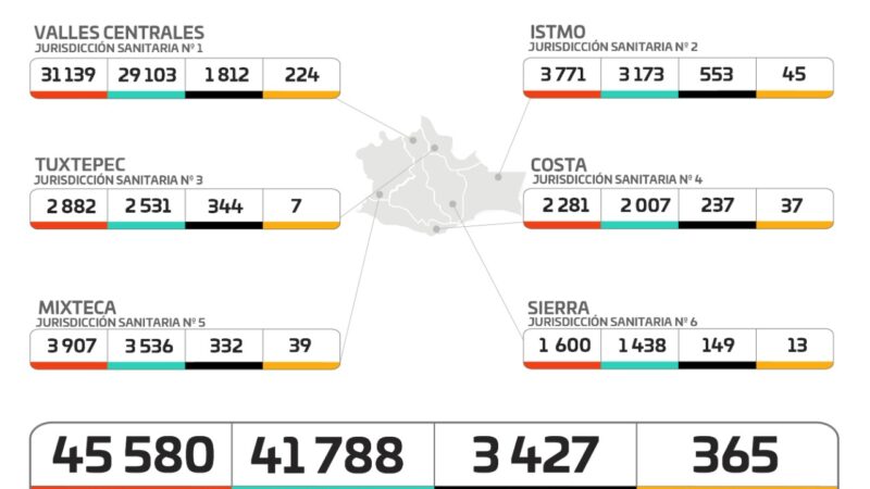 Gráfica de casos de Covid-19 en Oaxaca