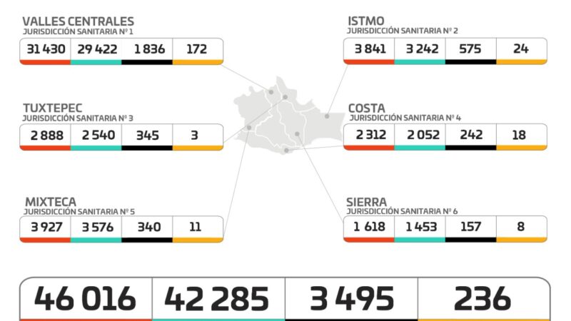 Gráfica de casos de Covid-19 en Oaxaca