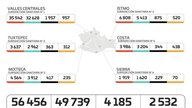 Gráfica de casos de Covid-19 en Oaxaca