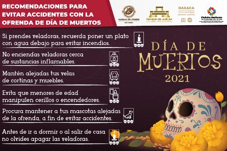Exhortan a colocar ofrendas del Día de Muertos de forma responsable para evitar accidentes