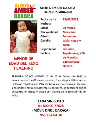 Emiten alerta Amber por desaparición de menor; en cuatro casos vinculan a proceso a masculinos