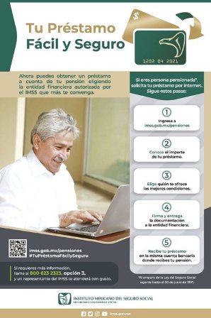 Habilita IMSS el servicio digital “Tu Préstamo Fácil y Seguro” para personas pensionadas