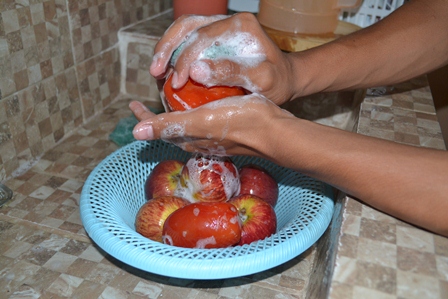 Lava y desinfecta verduras y frutas