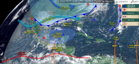 Ocasionarán Frente Frío cuatro y Onda Tropical 27 lluvias con tormentas eléctricas en Oaxaca