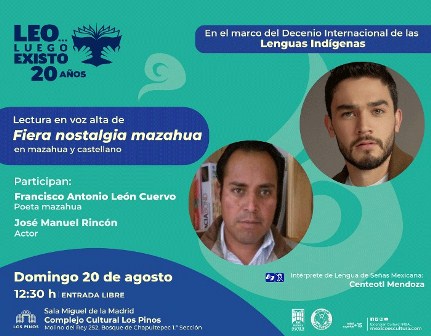 Fiera nostalgia mazahua, lectura en voz alta en el Complejo Cultural Los Pinos