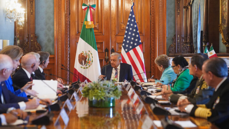 Presidente celebra trabajo coordinado entre México y Estados Unidos en beneficio de los pueblos; recibe en Palacio Nacional a Antony Blinken