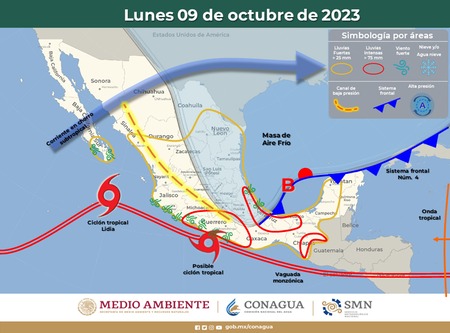 Ante Frente Frío 4, probabilidad de lluvias en la Cuenca, Istmo, Sierra de Flores Magón y Sierra de Juárez