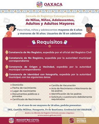 En marcha jornadas gratuitas de Registros Extemporáneos y Aclaraciones de Actas de Nacimiento