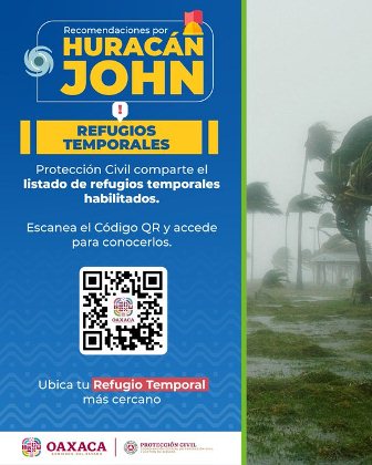 Implementan seis acciones inmediatas para la atención adecuada a la población por Huracán “John”