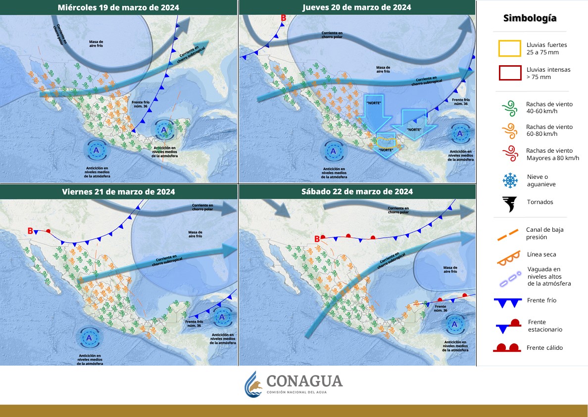 Pronostican rachas de viento muy fuertes a intensas con tolvaneras en el noroeste y norte de México