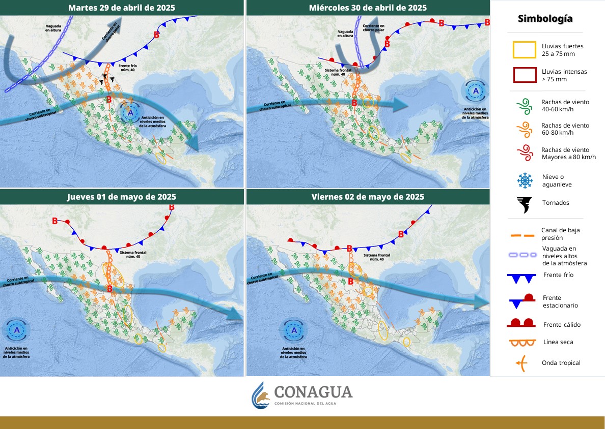 Se mantiene pronóstico de lluvias fuertes y posibles torbellinos o tornados para regiones de Coahuila