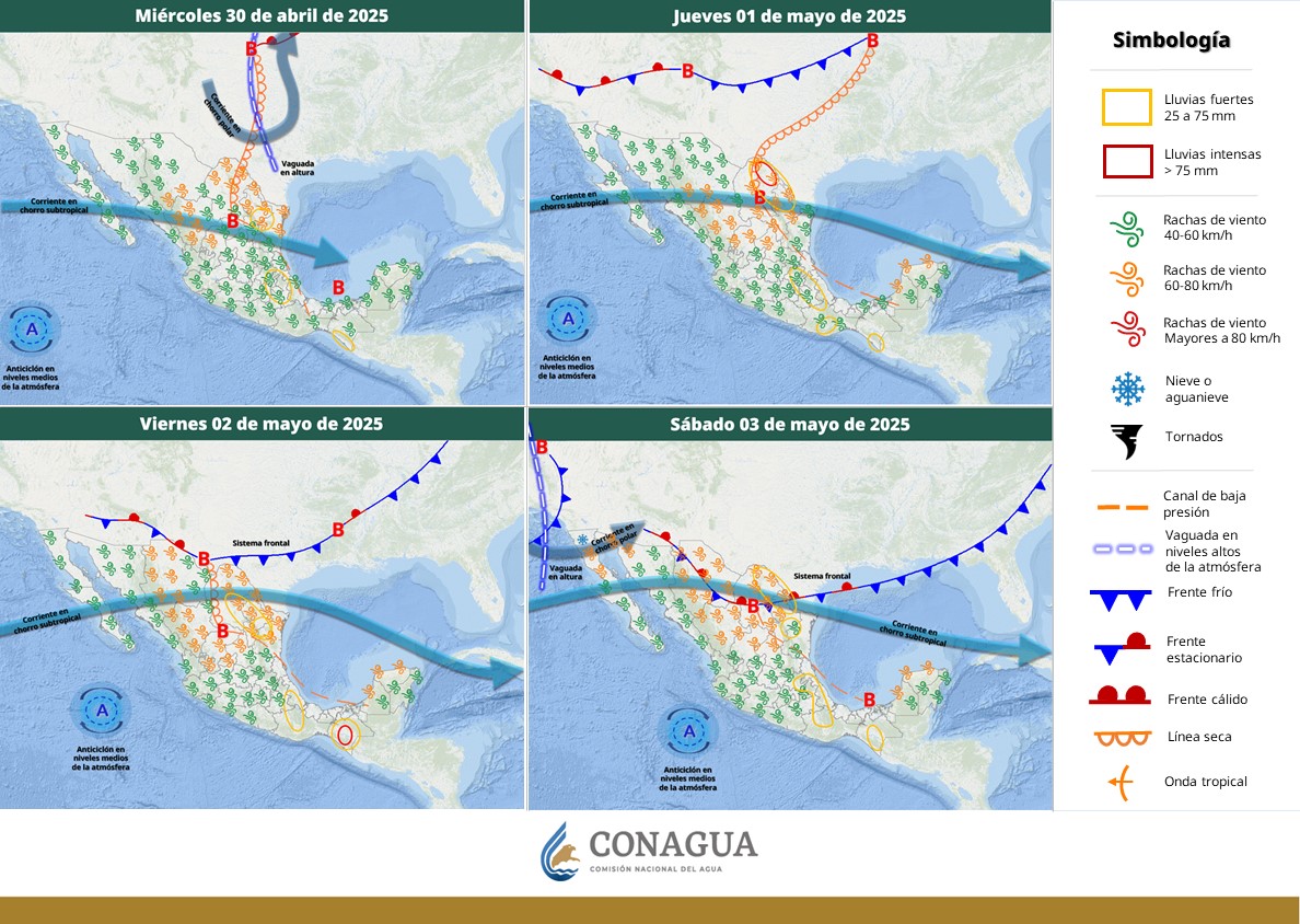 Se pronostican lluvias fuertes para regiones de Chiapas, Coahuila, Nuevo León y Tamaulipas