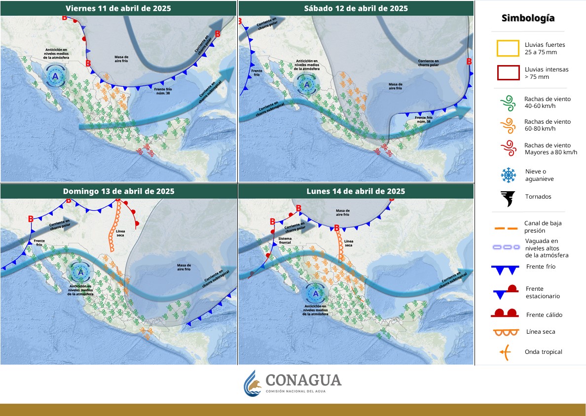 Continuará viento de componente norte con rachas de 60 a 80 km/h en el Istmo y Golfo de Tehuantepec