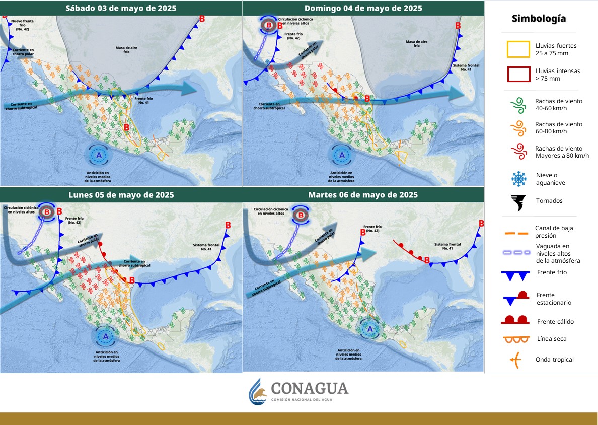 Pronostican lluvias muy fuertes en Coahuila, Oaxaca y Chiapas
