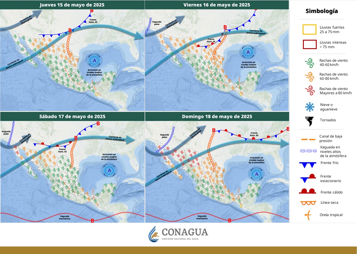 Pronostican chubascos en Michoacán, Estado de México, Morelos, Guerrero, Oaxaca y Chiapas