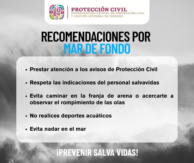 Emite Protección Civil alerta por mar de fondo en la zona costera de Oaxaca