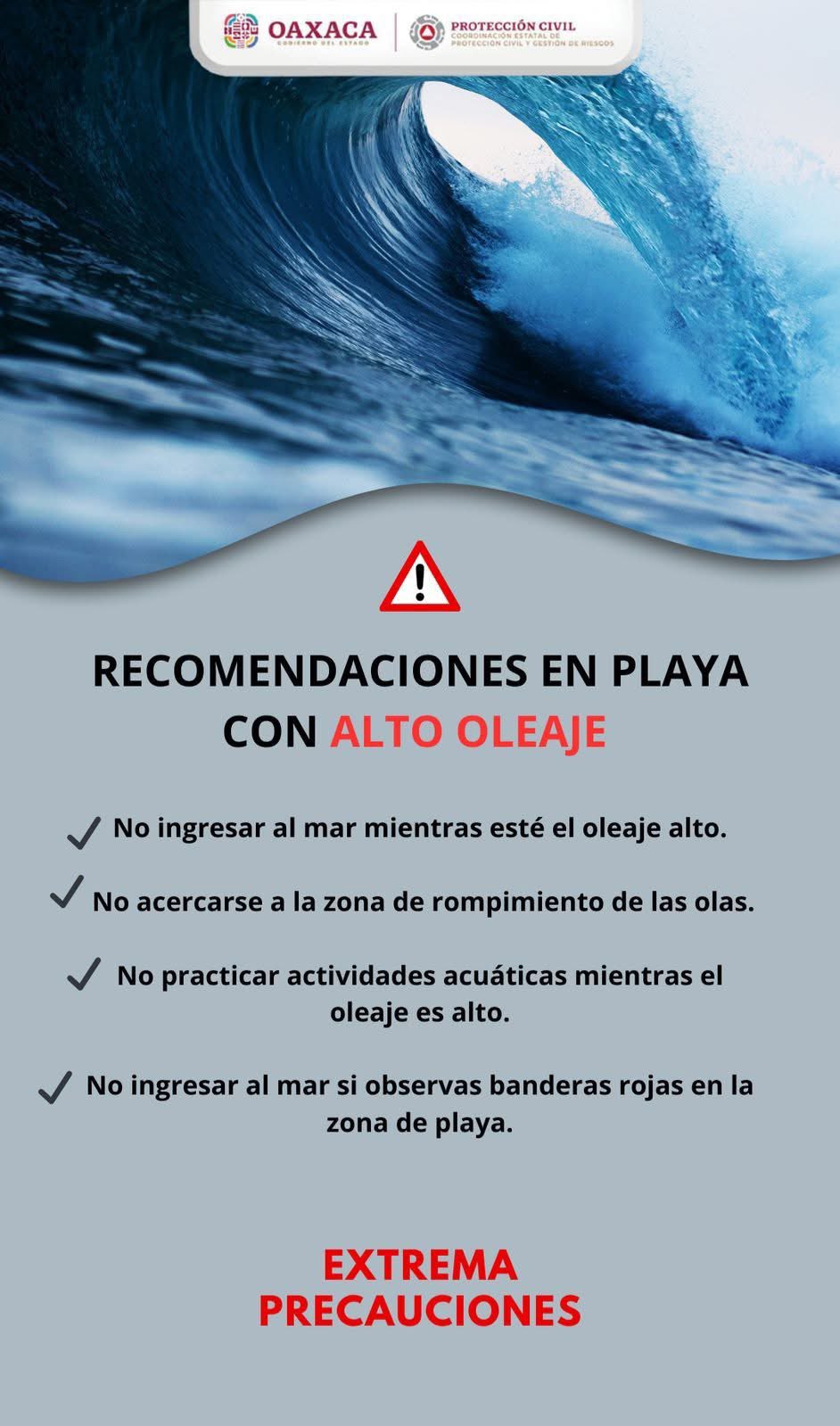 Continúa alerta por mar de fondo en la zona costera de Oaxaca