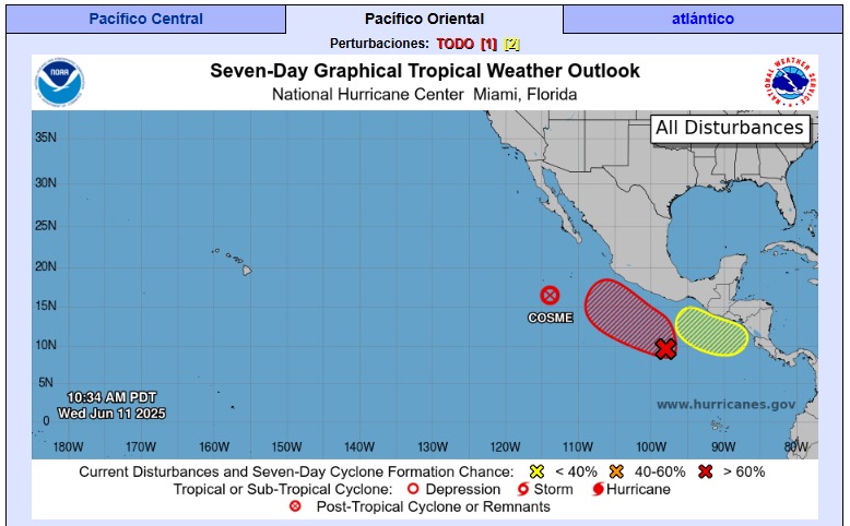 Alerta Protección Civil sobre posible desarrollo ciclónico en próximos días