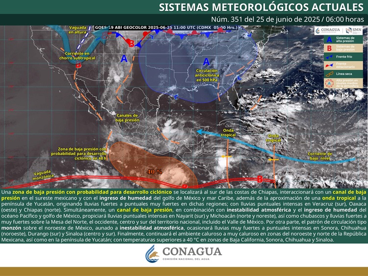 Prevén condiciones de inestabilidad climática por zona de baja presión en Oaxaca