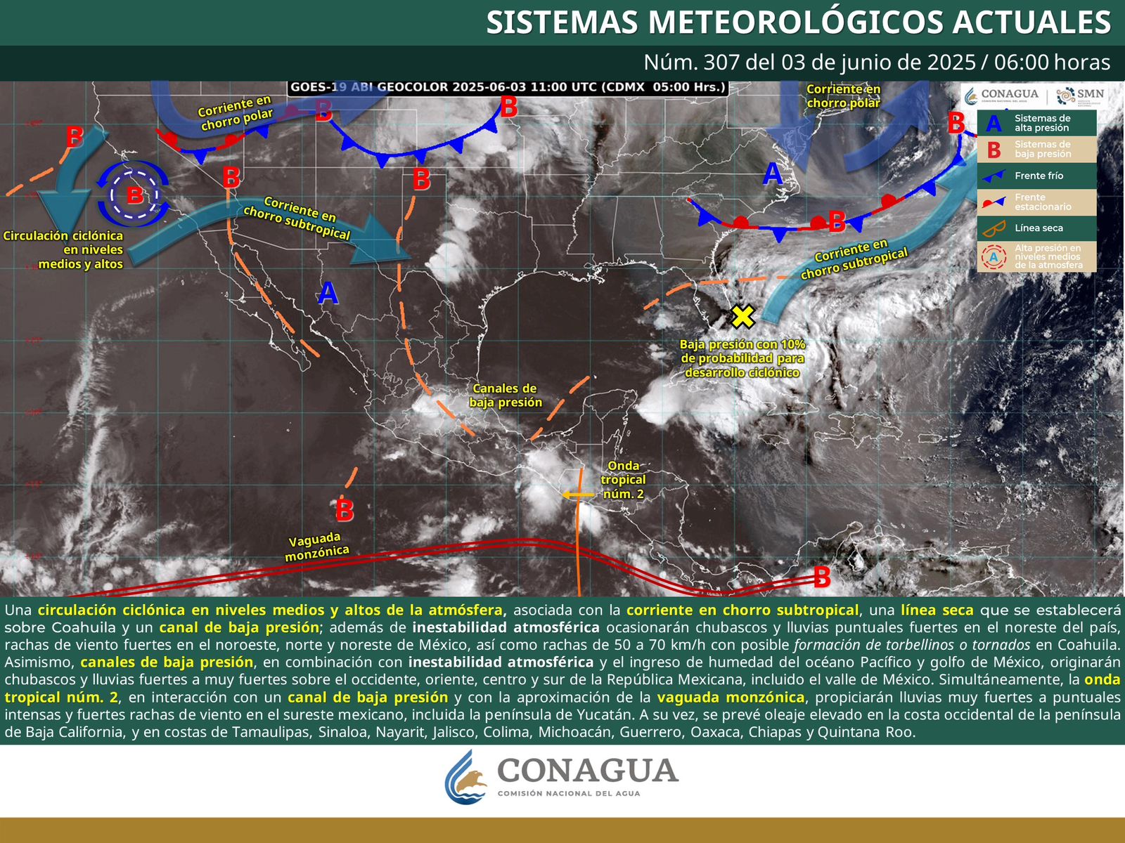 Continuará presencia de nubosidad en gran parte del estado, con presencia de lluvias en las sierras
