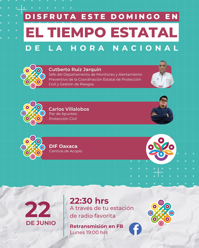 Abordará El Tiempo Estatal de la Hora Nacional medidas preventivas ante temporal de lluvias y ciclones