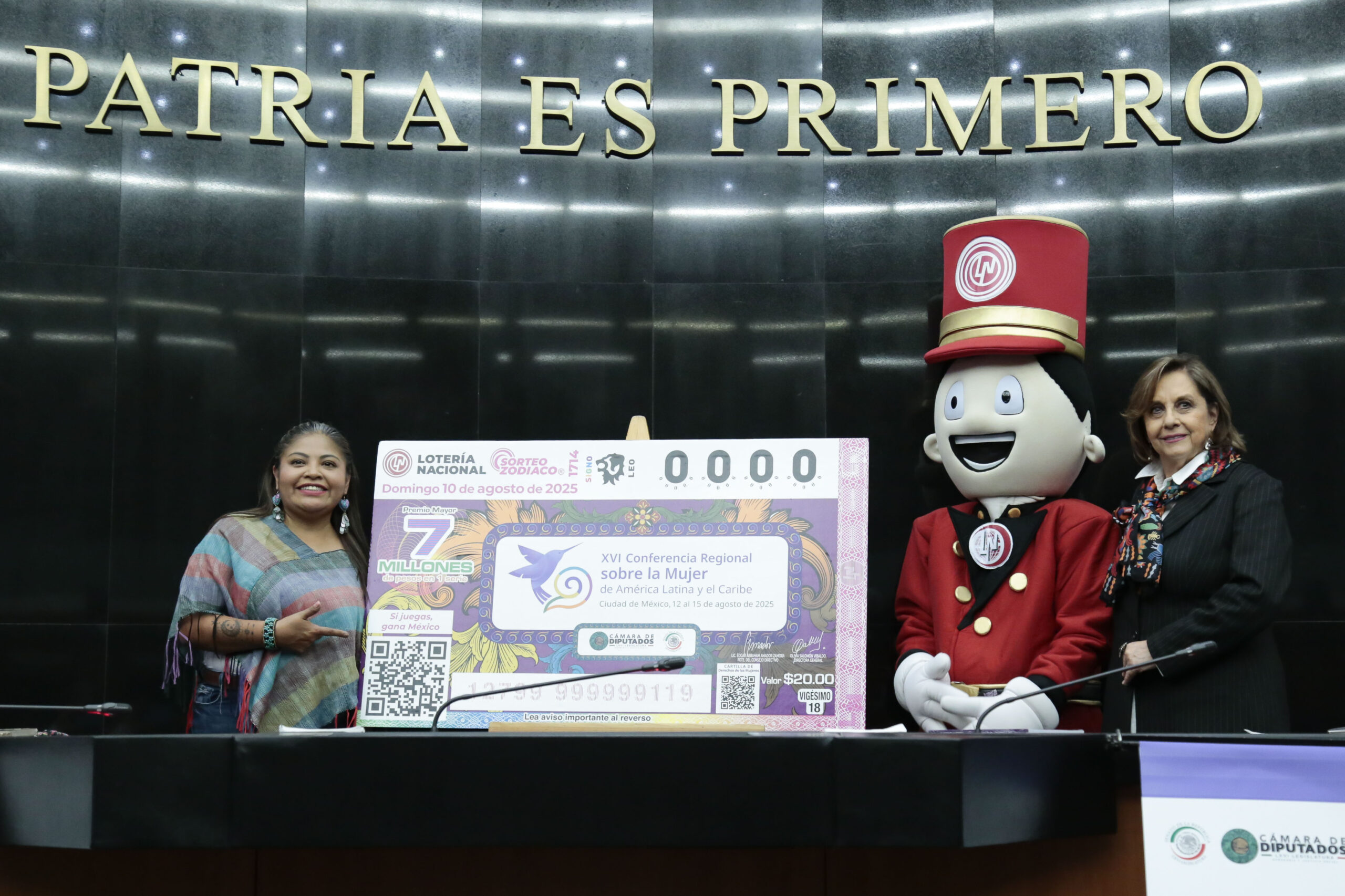 Presentan en el Senado, Billete de Lotería para conmemorar XVI Conferencia Regional sobre la Mujer