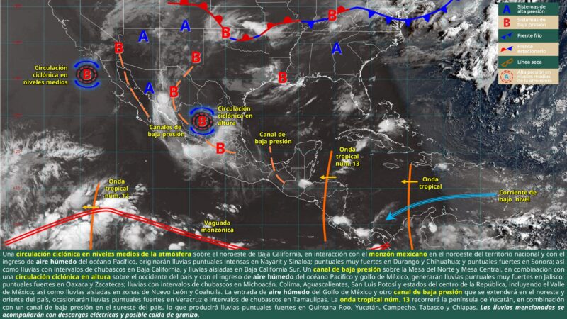 Continuarán lluvias aisladas