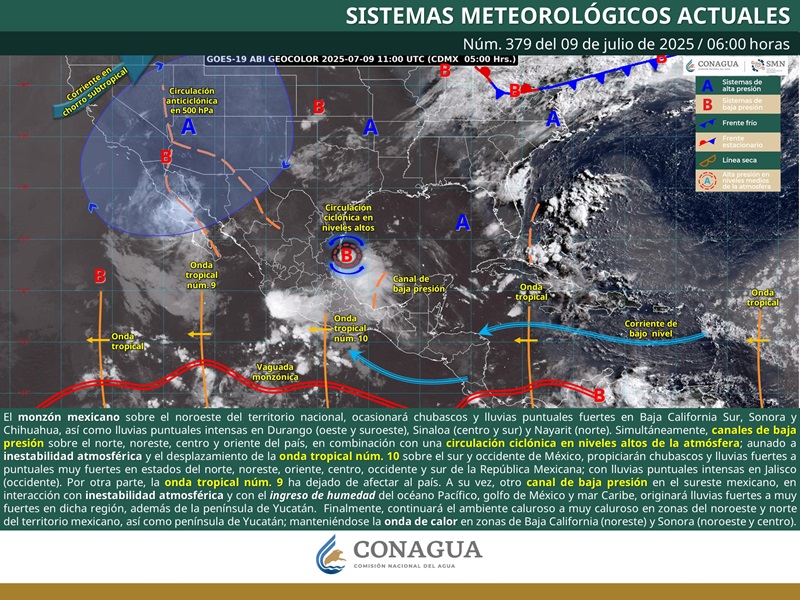 Provocarán Vaguada Monzónica y ondas tropicales lluvias en Oaxaca