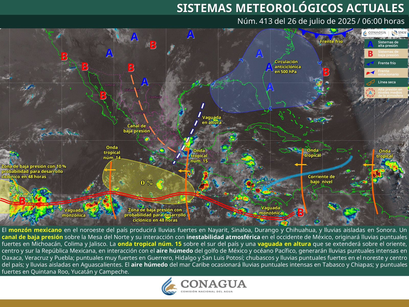Continuarán lluvias de intensidad variable con tormentas puntualmente fuertes a intensas en Oaxaca