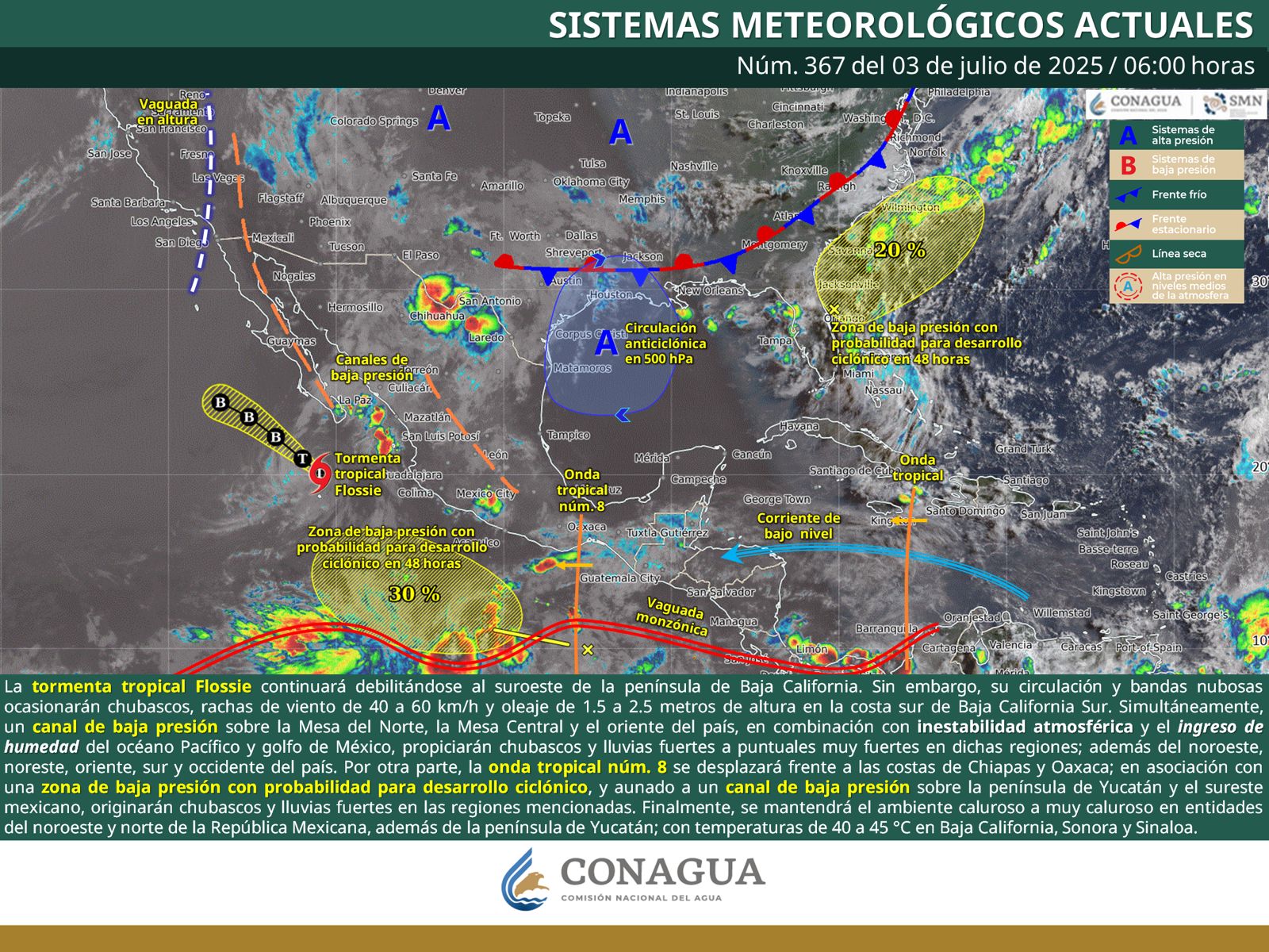 Inestabilizará Onda Tropical número 8 el sur y sureste de México; Pronostican lluvias y tormentas en Oaxaca