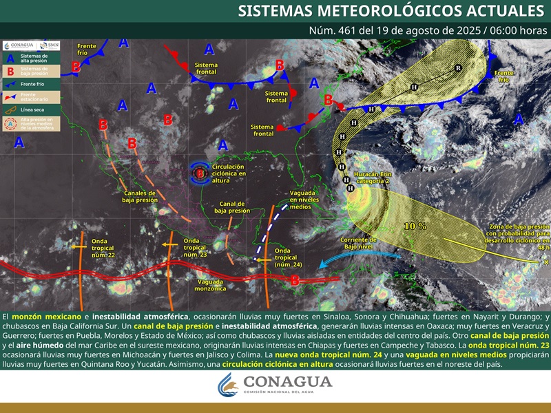 Se prevén lluvias, tormentas y chubascos con mayor presencia en la Sierra Sur