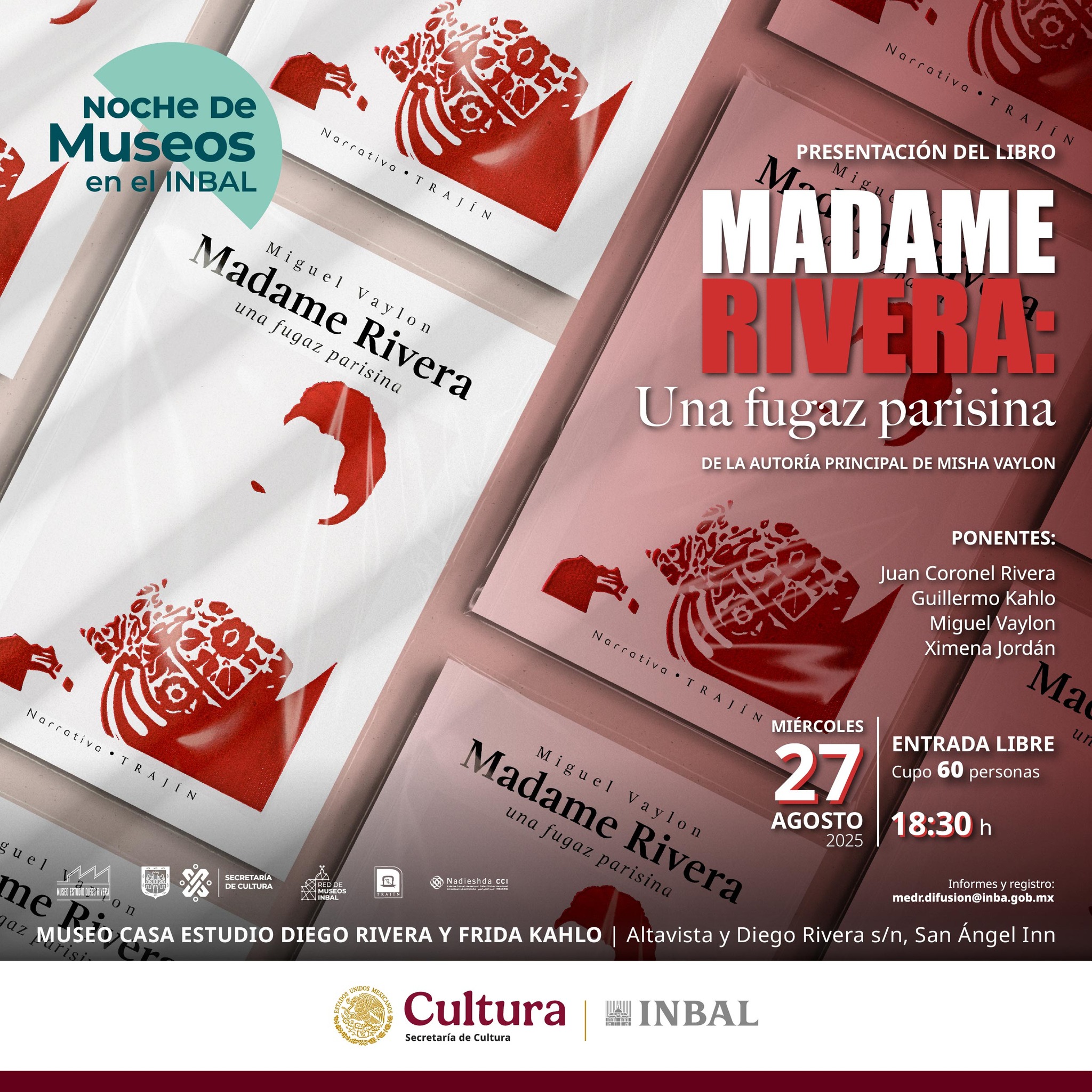 Presentarán el libro de Misha Vaylon “Madame Rivera. Una fugaz parisina”