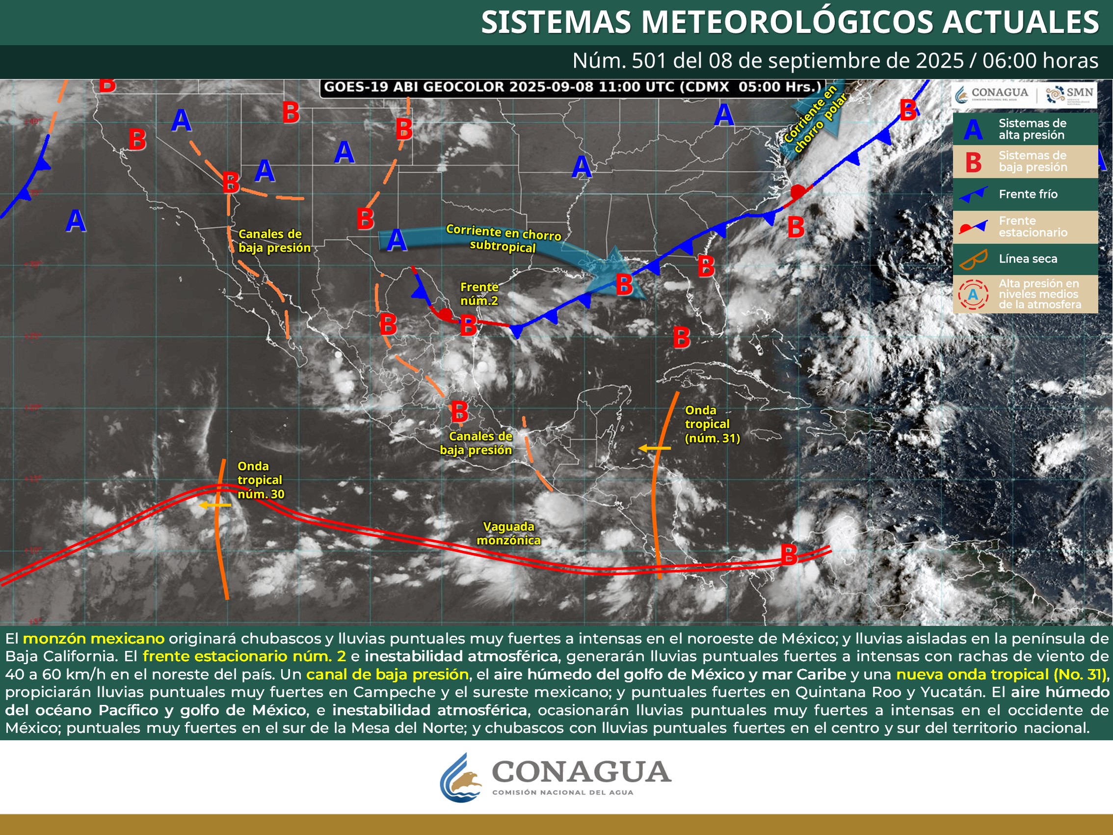 Prevén lluvias y tormentas fuertes en la Sierra Sur, Costa e Istmo