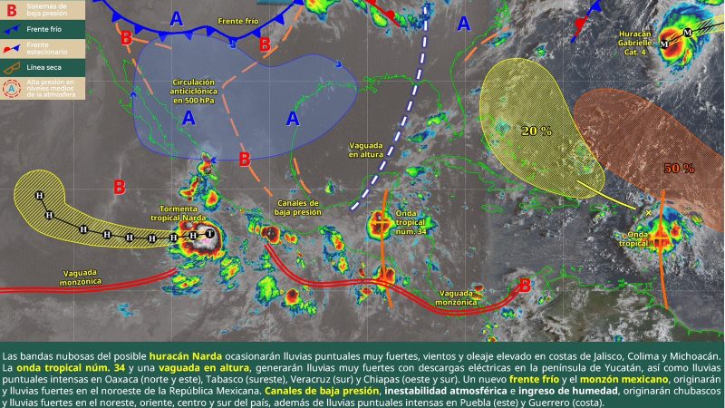 Lluvias moderadas a fuertes