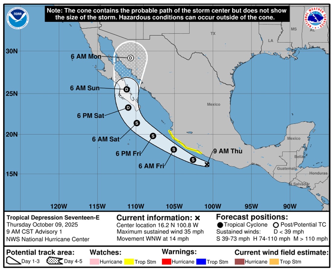 Continuarán lluvias en el estado de Oaxaca por efectos de la Tormenta Tropical “Raymond”