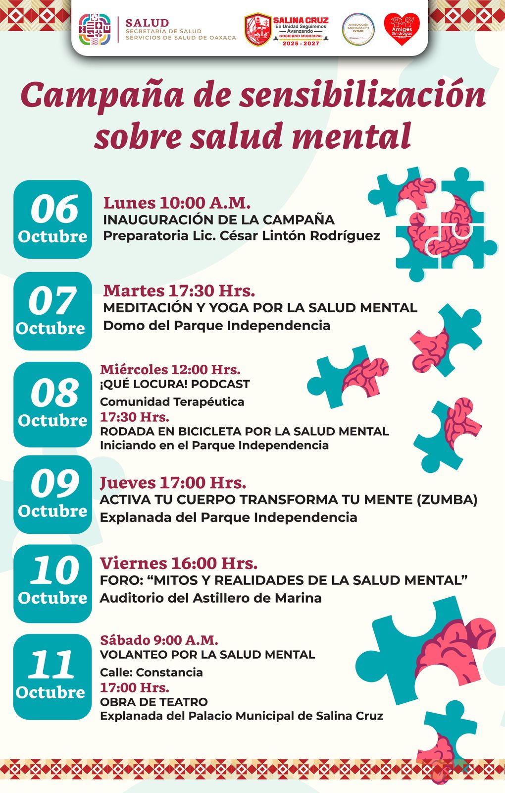 Emprende Servicios de Salud de Oaxaca campaña de Salud Mental en el Istmo para fomentar acción colectiva