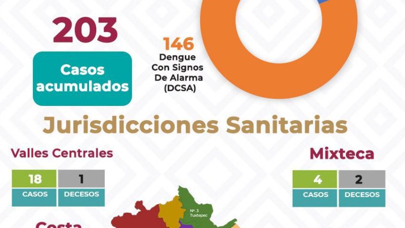 Reportan 203 casos acumulados