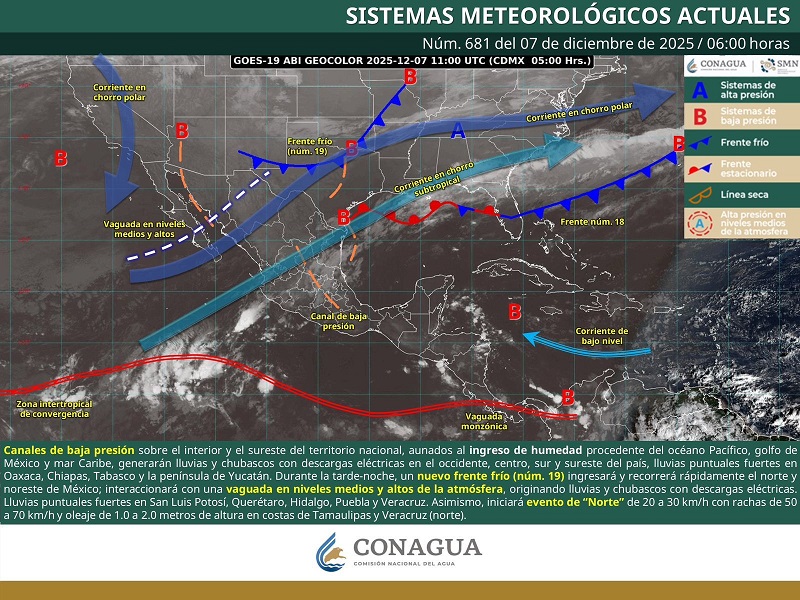 Provocará Frente Frío 19 lluvias aisladas en el estado de Oaxaca