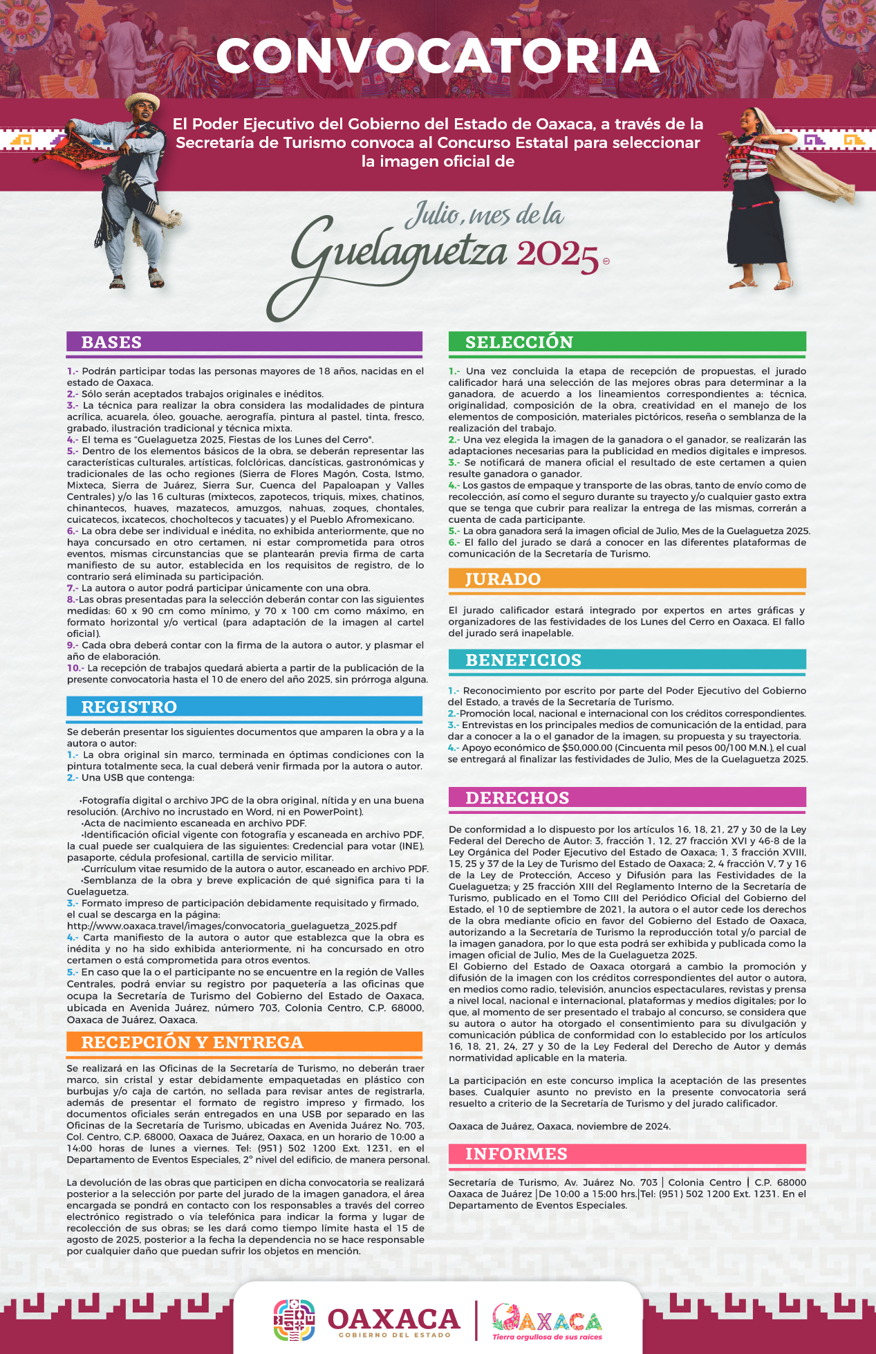 9 de enero, fecha límite para participar en la elección de la imagen oficial de la Guelaguetza 2026: Sectur-Oaxaca