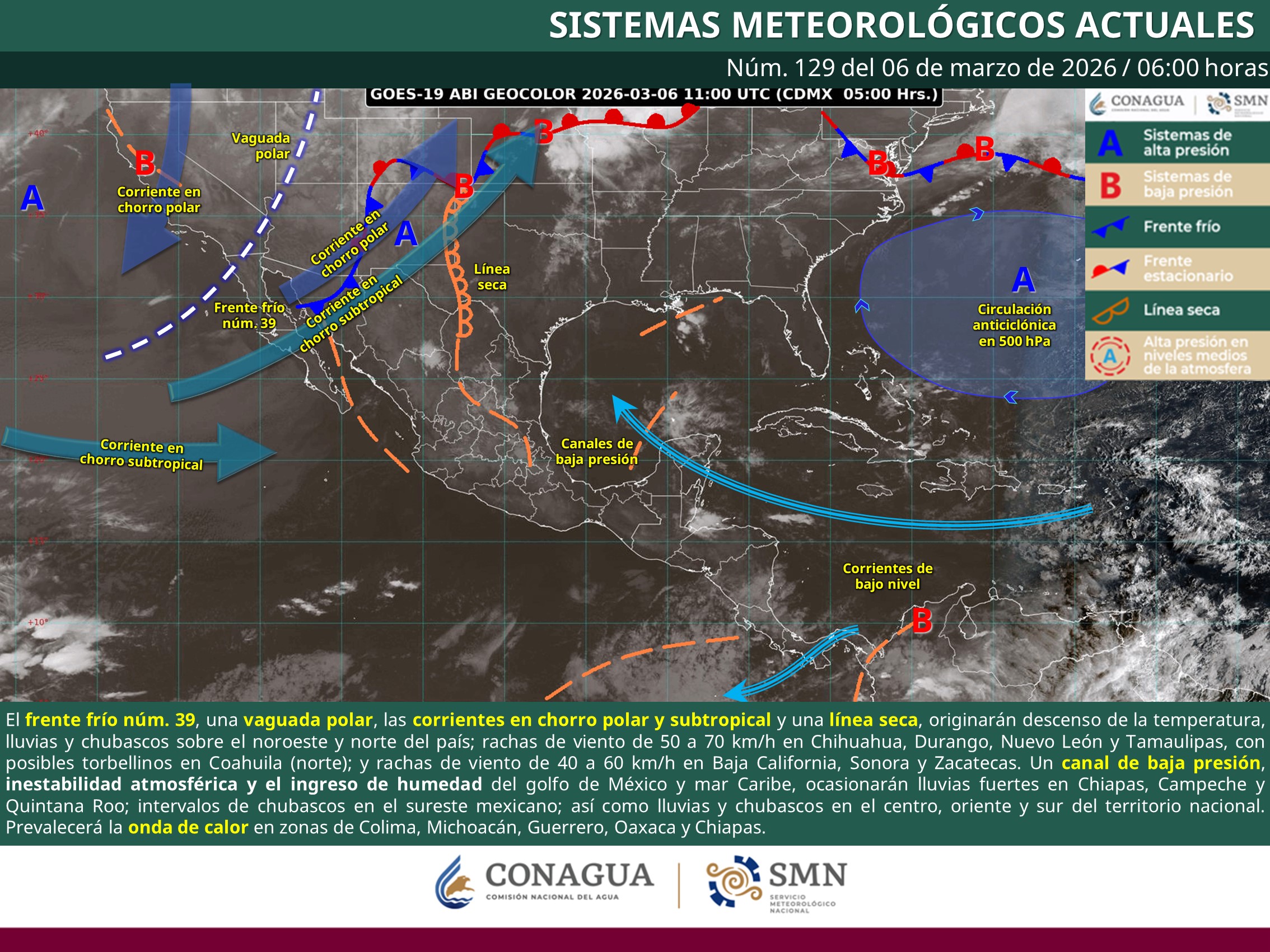 Se esperan lluvias, rachas de viento y posible granizo en algunas regiones del estado de Oaxaca