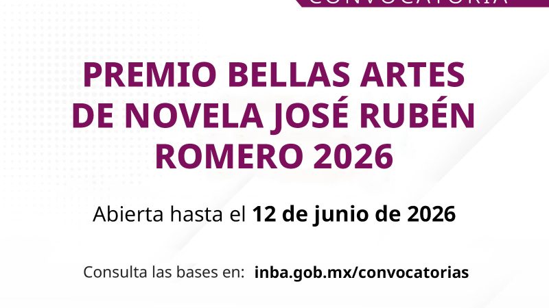 Premio Bellas Artes de Novela José Rubén Romero 2026.