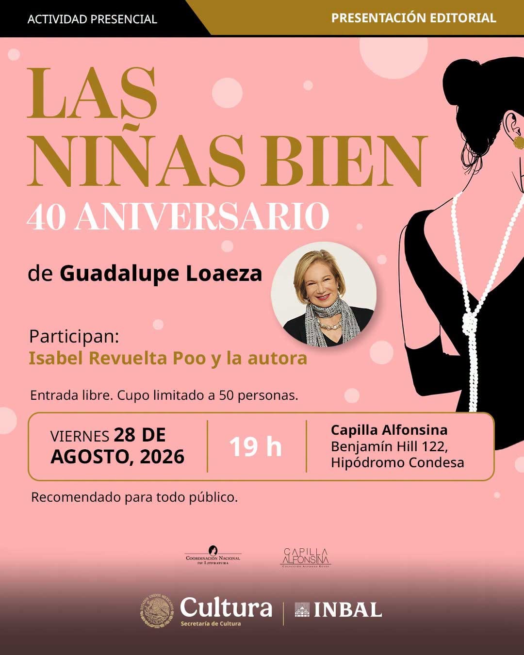 Celebrarán con un conversatorio el 40 aniversario de “Las niñas bien”, de Guadalupe Loaeza