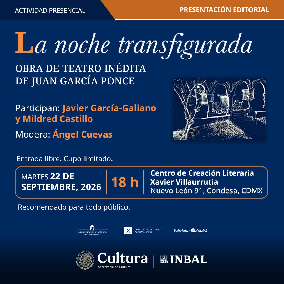 Presentarán versión completa de la obra de teatro “La noche transfigurada”, de Juan García Ponce