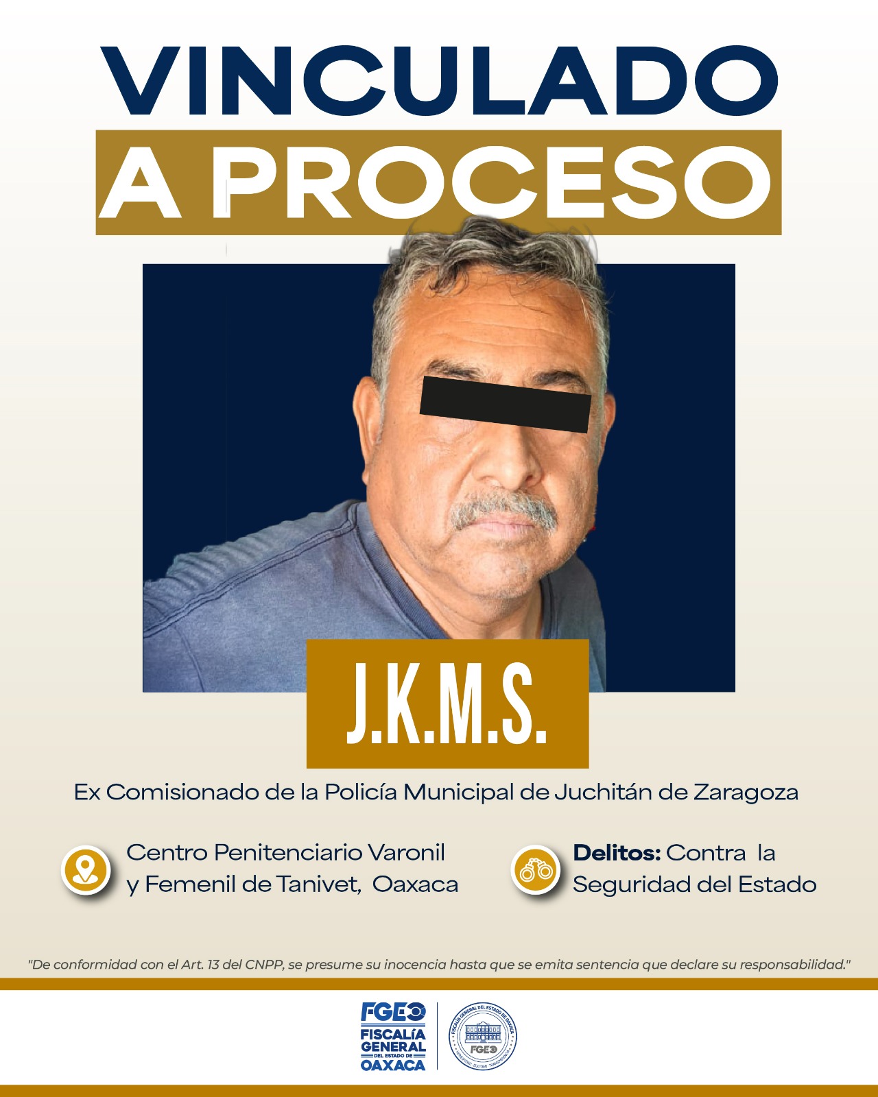 Vinculan a proceso a ex comisionado de la Policía Municipal de Juchitán, ligado a red criminal “Los Cromos”