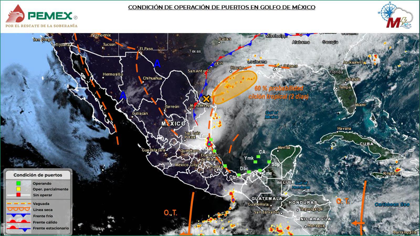 Refuerza Pemex monitoreo de sistemas meteorológicos en el Océano Atlántico