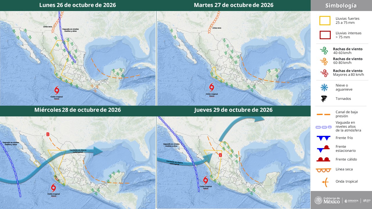 Tormenta Tropical “Vance” se localiza a 390 km al sur-suroeste de Punta San Telmo, Michoacán