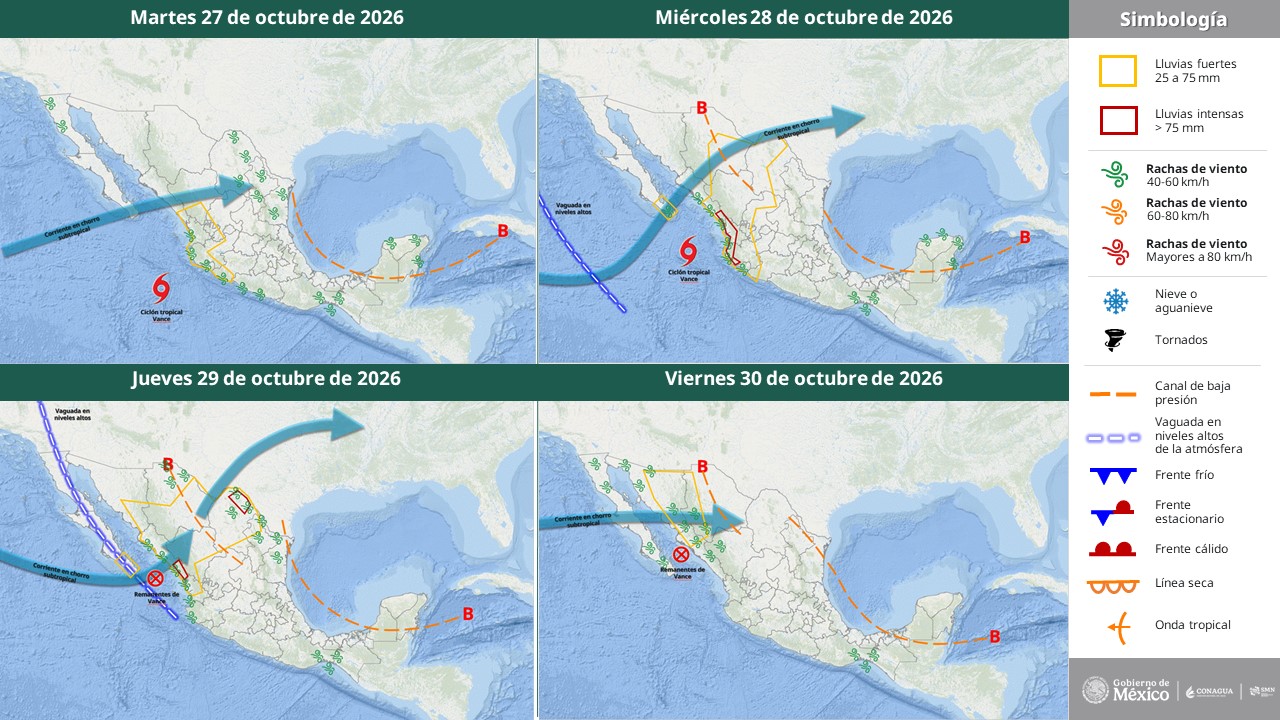“Vance” se mantiene como Tormenta Tropical y se desplaza frente a costas de Jalisco y Colima