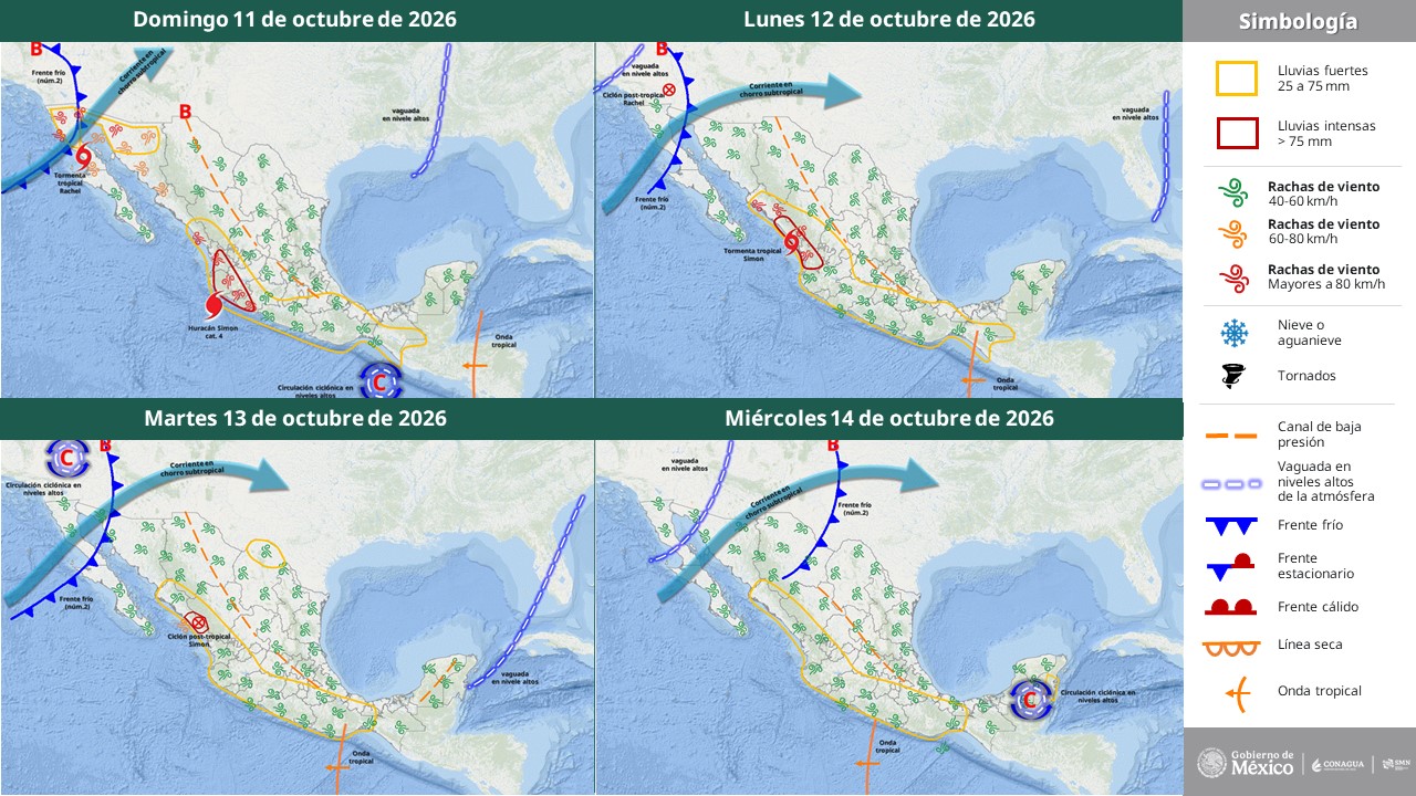 En las próximas horas, “Rachel” entrará a tierra en la costa occidental de Baja California como Ciclón post-tropical